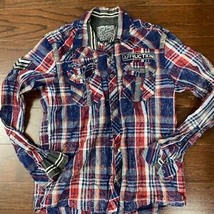 Affliction Black Premium Button Up Embroidered Patches L  Grudge Rock